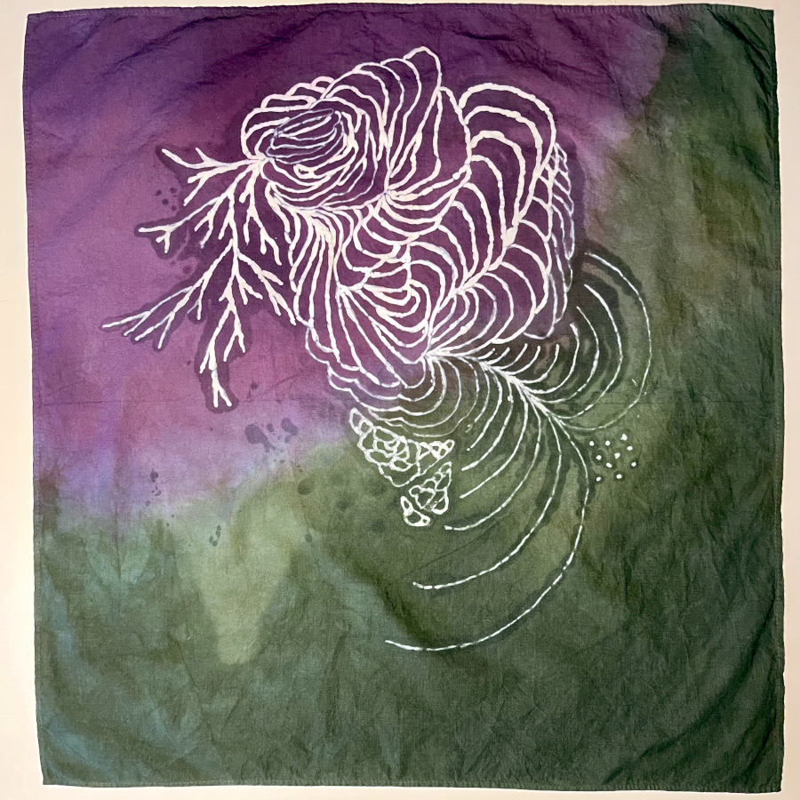 Flora Topology - Hand-Dyed Wax Batik Cotton Bandana